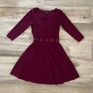 Dresses | Juniors M Long Sleeve Skater Dress Holiday Winter Knit Burgundy